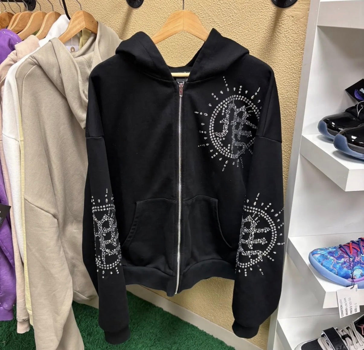 'Eclipse' Black Rhinestone Hoodie – Mixed Emotion